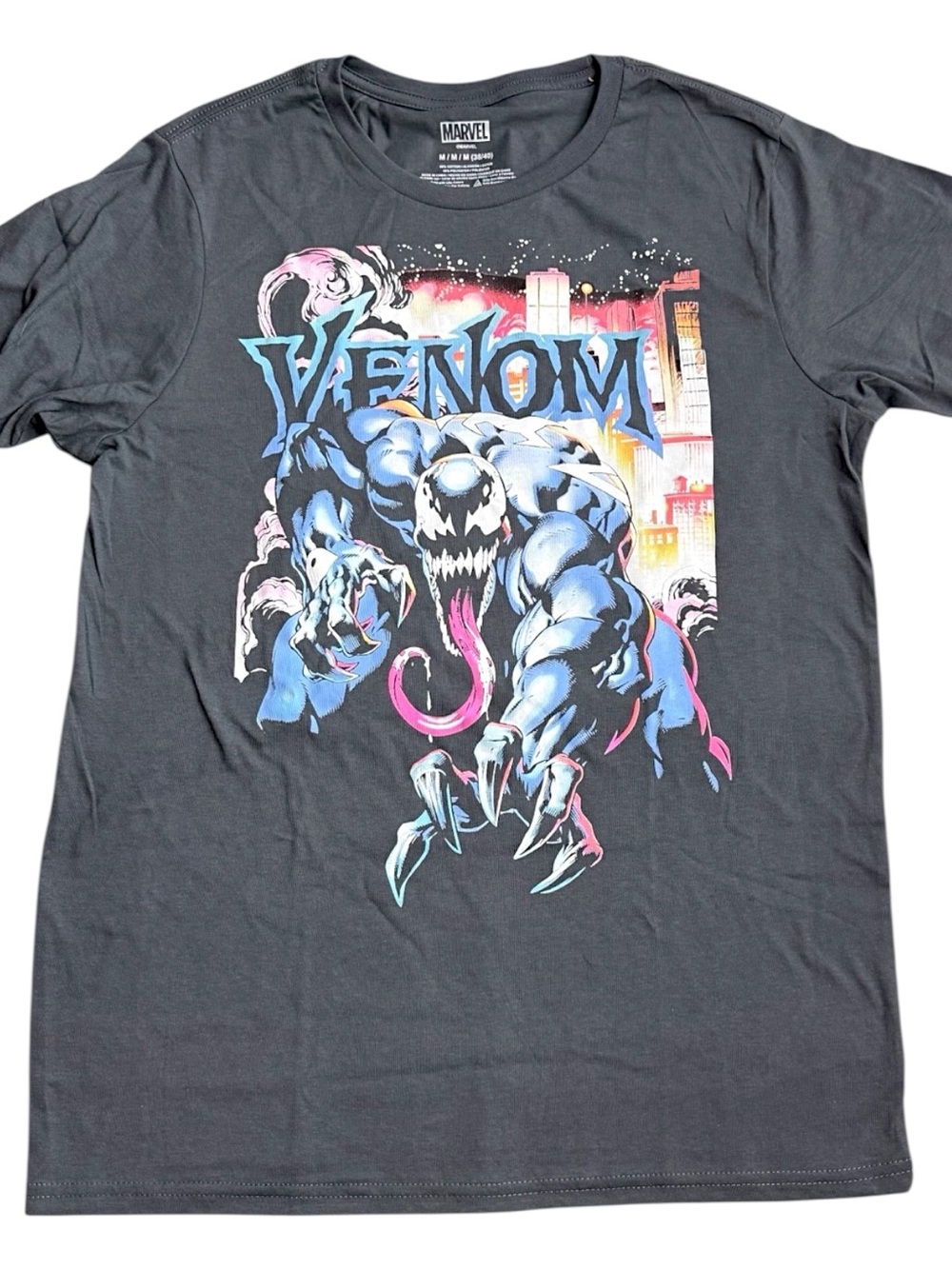 Marvel Venom Graphic Tee Mens Medium Gray Marvel Comics Shirt Spider Man